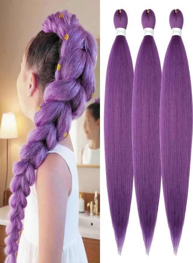 ShowCoco Purple Braiding Hair Pre Stretched 26inch 3 Packs Purple hair Extensions Synthetic Crochet Braids, Hot Water Setting Professional Soft Yaki Texture. (26inch(3Packs),Lavender#) - Image 1